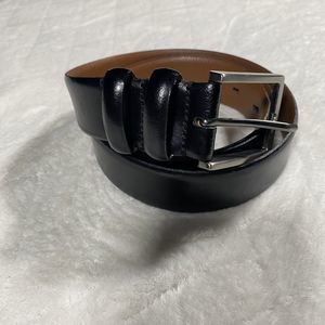 Joseph Abboud Black Leather Belt Men's Sz 44 Handcrafted In Italy Classic